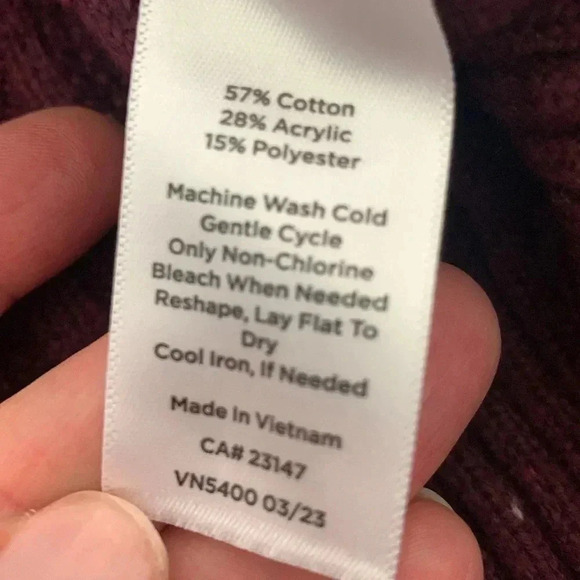 Talbots Burgundy Maroon Cable Knit Mock Neck Sweater - Picture 6 of 7